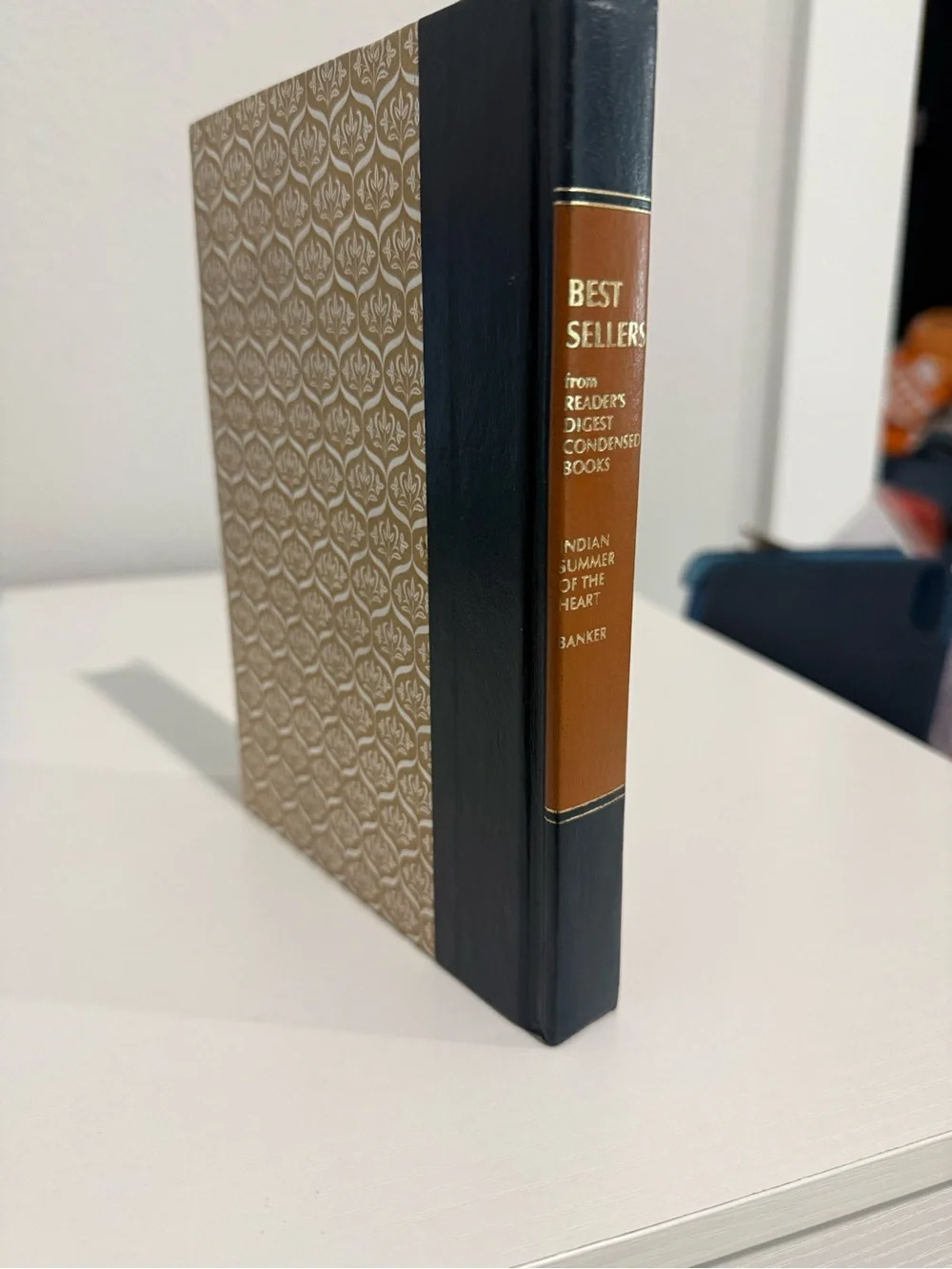 Decorative Patterned Book Box in Black and Tan